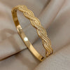 Stainless Steel Zircon Creative Bangles Bracelets For Women Bowknot Leaf Twist Wristband Wide Jewelry - Image 10