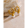 Classic Stainless Steel Simulated Pearls Geometric Hoop Earrings for All Occasions Chic Versatile Daily Golden Jewelry - Image 6