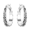 Openwork Leaf Pattern Hoop Earrings with Sculpted Detail - Image 11