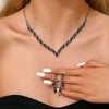Rhinestone V Necklace and Drop Earrings Bridal Jewelry Set with Optional Bracelet - Image 15