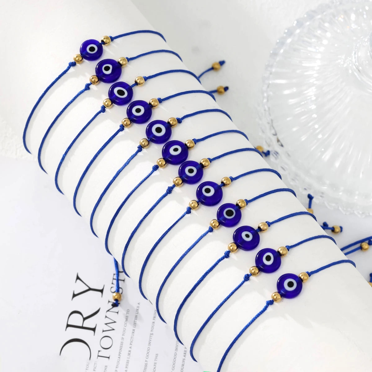 Blue Eye Charm Braided Rope Bracelet Set 12 Pieces - Image 1