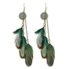 Bohemian Feather Earrings For Women Vintage Retro Ethnic Hollow Geometric Round Handmade Chain Long Earings Indian Party Jewelry - Image 7