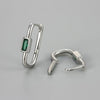 Vintage Green Square Zircon Ear Buckle Hoop Earrings For Women French Jewelry Gift Party женские - Image 5