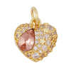 Brass Heart with CZ Zirconia Paved Charm Pendant, Gold Plated Zircon Jewelry Finding Supplies - Image 31