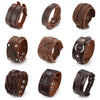 Leather Cuff Bracelet Punk Braided Bracelets Rock Leather Wristbands Mens Leather Bracelet Bangle Adjustable Wrap Bracelet Men - Image 1