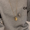 Metal Large Geometric Oval Water Drop Pendant Necklace for Women Girls Stainless Steel Long Style Sweater Chain Jewelry Gifts - Image 3