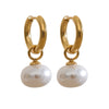 Imitation Pearls Drop Stainless Steel Golden Korean Hoop Earrings Charms Jewelry Gift - Image 17