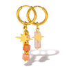 Asymmetric Stone and Eight Pointed Star Combination Pendant Earrings for Women, Stainless Steel Hoop Jewelry - Image 7