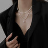 Silver Starry Sky Double Layered Water Drop Necklace for Women Collarbone Chain Pendant Jewelry Wedding Party Gift - Image 3