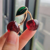 Crystal Dark Red Cherry Brooches For Women Clothing Cute Alloy Crystal Fruit Enamel Pins Party Jewelry Gifts - Image 2