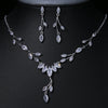 Elegant Clear Cubic Zirconia Silver Color Necklace Earrings Jewelry Set for Women Bridal Wedding Party Accessories - Image 1