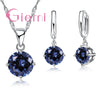 Silver Pendant Necklace Earrings For Women Engagement Jewelry Set Austrian Crystal - Image 1