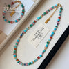 Imitate Colorful Stone Beaded Necklace Women's Sweet and Jewelry Set Elegant Accessories Neckchain for Girls - Image 1