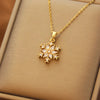1 Pcs Cool Breeze Maple Snowflake Gold Plated Copper Pendant With Stainless Steel Chain Combination Necklace - Image 1
