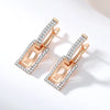 Silver Plated Zircon Full Paved Long Dangle Earrings For Women Syoujyo Rose Gold Color Square Jewelry - Image 2