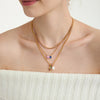 Pearl Look Bead Necklace with Clear Stone Pendant in Gold Tone - Image 22