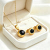 Simple 304 Stainless Steel Round Inlaid Crystal Color Birthstone Lucky Stone Pendant Necklace Earrings Set For Woman - Image 2