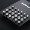 Twelve-Pair Round Stone Stud Earrings Set in Silver-Tone - Image 8