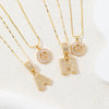 2Pcs Full CZ Zircon Iced Crystal Initial Letter Flower Necklace Women Copper A-Z Alphabet Pendant Couple Jewelry Birthday Gifts - Image 1