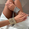 Layered Wide Bangle Bracelet with Acrylic Bead Accents - Image 3