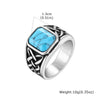 Stylish Stone Turquoise Ring for Men, Stainless Steel Signet Ring,Vintage Birthday Jewelry Gift for Him Dad - Image 11