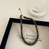4 6 8mm Pink Color Round Stone Beaded Necklace for Women Handmade Silver Plated Chain Strand Chokers - Image 11