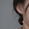 Silver Black Heart hoop Earrings Temperament Simple Inlaid for Women Wedding Jewelry Accessories - Image 3