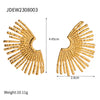 Gold Plated Stainless Steel Hollow Wing Fan-shaped Earrings Light Chunky Pendant Earrings For Women Ear Jewelry - Image 8