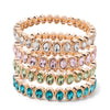6x8mm Enamel Crystal Bracelets For Women Gold Color Zirconia Rhombus Bead Elastic Bangle - Image 1
