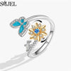 Cute Happy Cat Fidget Spinner Rings Rotate Freely for Women Metal Copper Knuckle Ring Wedding Jewelry - Image 21
