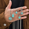 Turquoise Pendant Necklace for Men, Stainless Steel Box Chain Geometric Square Compass Stone Vintage Jewelry Gift - Image 2