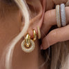 Cubic Zirconia Huggie Hoop Earrings in Gold-Tone Stainless Steel - Image 45