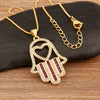 Light Palm Shape Heart/Star Design Pendant Necklace For Female Male Pave Shiny Crystal Zircon Jewelry Gifts - Image 5