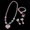 Five-Piece Beaded Jewelry Set with Heart and Flower Motifs - Image 3