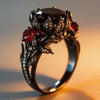 Huajie Gothic Style Dark Rose Shape Black Zirconia Rings for Women Hip Hop Street Retro Classic Personality Jewelry - Image 1
