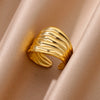 Irregular Geometric Chunky Opening Rings for Women Stainless Steel Gold Color Ring Aesthetic Wedding Jewelry Gift - Image 9