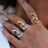 Uself Geometry Stainless Steel Open Ring Personality Charms Pvd Gold Plated Jewelry for Women - Image 1