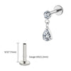 Titanium 16G Teardrop Dangle CZ Labret Stud Waterdrop Tragus Cartilage Earring Flatback Helix Piercing - Image 17