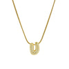 Cute English Letter Initial Necklace Gold Plated Zircon Paved Necklace Puffy Bubble Letter Necklace for Women - Image 18