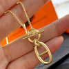 Minimalist OT Button Oval Pendant Necklace for Women's Holiday Parties, Weddings, Jewelry Gifts - Image 1