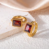 316L Stainless Steel Heart Water Drop Square Zircon Hoop Earrings For Women Men Personality Design Jewelry Gifts - Image 11