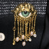 Eye Motif Tassel Brooch with Metal Chain Details - Image 6