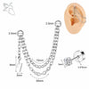 ZS 20G 2Pcs/lot Heart Moon Double Layer Chain Stainless steel Ear Chain Moon Spike Crystal Ear Stud Cartilage Earrings Jewelry - Image 8