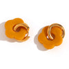 Resin Flower Accessories Hoop Earrings Y2K Women's Earrings Gold Plated Colorful 316L Stainless Steel - Image 23