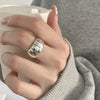 Silver Rings For Women Geometric Jewelry Finger Adjustable Retro Strip Ring For Party Birthday Gift - Image 4
