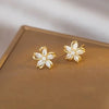 Dainty Flower Stud Earrings for Women Piercing Cartilage Ear Ring Cute Zircon Gold Color Women's Aesthetic Jewelry Gift - Image 4