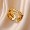 Chain Hollow Out Rings For Women Gold Color Stainless Steel Zircon Cross Open Ring Wedding Aesthetic Jewerly Gift - Image 23