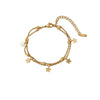 Charm Gold Color Stainless Steel Double-layer Five-pointed Star Round Bead Pendant Bracelet Anklets for Woman Jewelry Accessory - Image 5