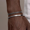 2pcs Stackable Bracelets for Men Teens, Open Cuff Bangle, Twisted Rope Figaro Chain Cuban Link Chain Bracelets Set - Image 4
