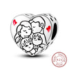 Silver Charm Bead Mother's Day Love Heart Family Charm Bead Pendant Fits Bracelet Womens Jewelry Gifts - Image 16